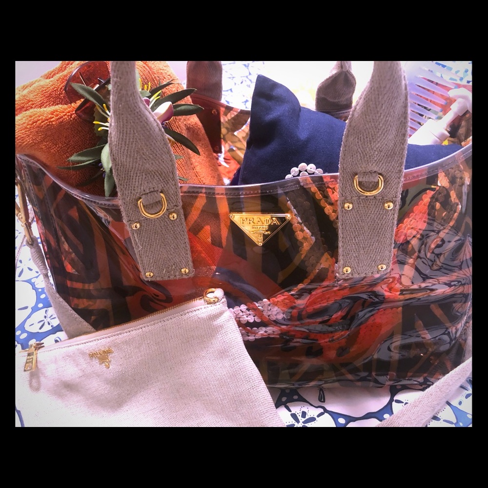 PRADA PLEX STAMPATO tote bag. With Canvas bag.